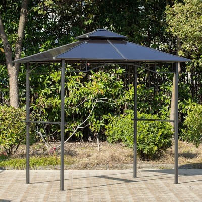 Outsunny 8' x 5' Brown Barbecue Grill Gazebo Tent with Side Shelves