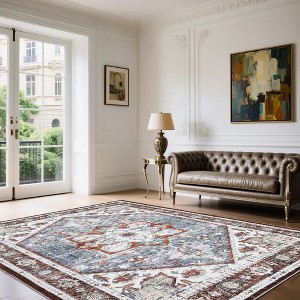 Vintage Boho Floral Area Rug,Machine Washable Rugs Low Pile Ultra-Thin Soft Carpet, Non-Slip Non-Shedding Accent Rug for Living Room, Bedroom - 1 of 4