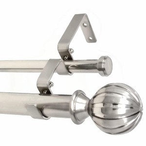 Urbanest Fluted Ball Manhattan 1-inch 5-8 inch Double Drapery Curtain Window Rod Set - 1 of 4