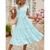 Clearlove Women's Summer Casual Dresses Cap Ruffle Sleeve V Neck Button Belted Boho Maxi Dress - 4 of 4