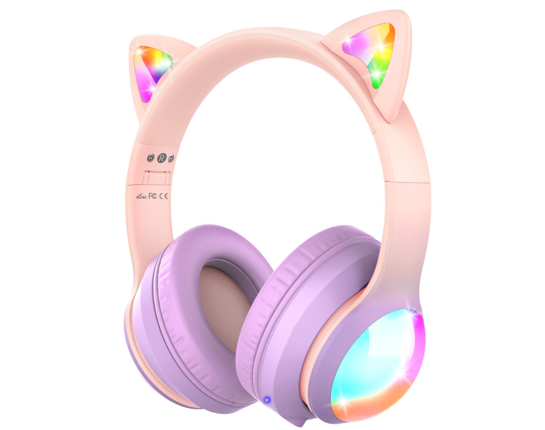 FosPower Kids Headphones Wireless, Kids Bluetooth headphones with Cord, Over Ear Cat Ear Wired Headphones for Kids Tablet School iPad Chromebook, Pink