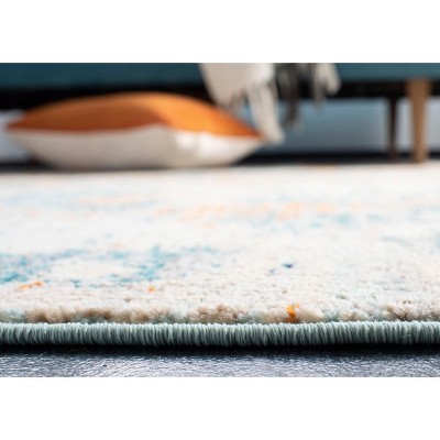Madison Light Blue and Beige Abstract Runner Rug