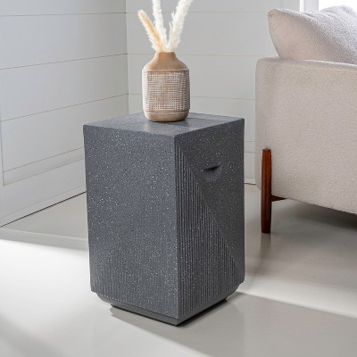 Adrian Gray Poly-Resin 20.75" Square Accent Table