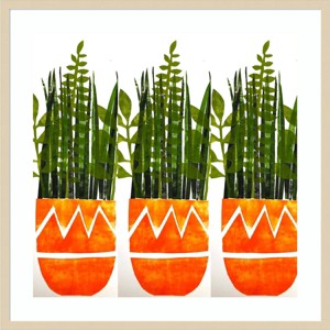 33" x 33" Three orange Vases by Sarah Thompsonengels - Amanti Art: Giclee Print, Hardwood Frame - 1 of 4