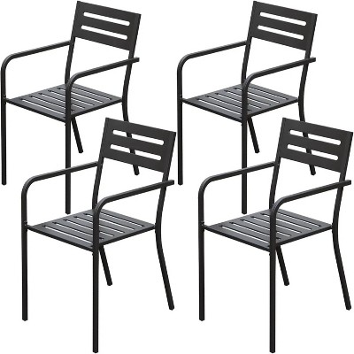 32.1'' 4-Pieces Patio Dining Chairs, Outdoor Heavy Duty Metal Chairs Chairs Black