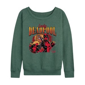 Women's - Marvel - Lady Deadpool Lightweight French Terry Wide Neck Long Sleeve Shirt - 1 of 4