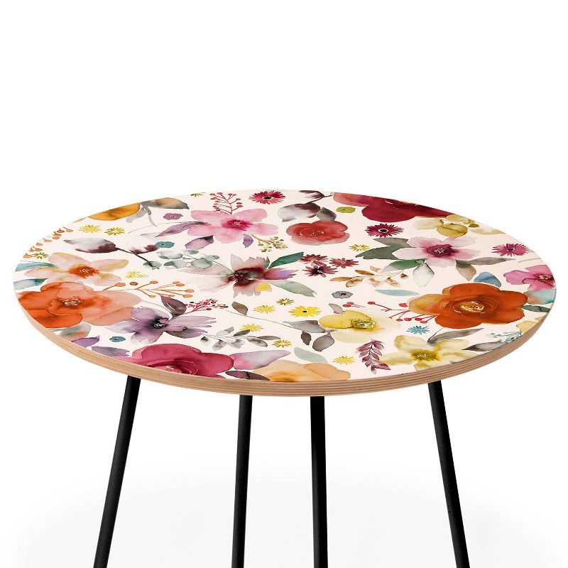 Round Ninola Design Bountiful Bouquet Countryside Red Side Table Red/Black - Deny Designs, 3 of 6