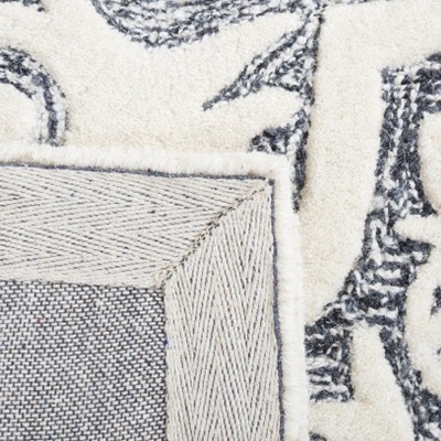 Handmade Black Wool Square Tufted Area Rug 6'