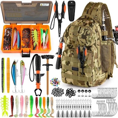 Fishing Backpack with Tackle Boxes, Waterproof Fishing Sling Tackle Bag For Fishing Gear With Rod Holder