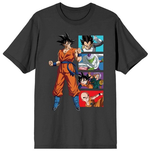 Dragon Ball Super Goku Character Panels Men’s Charcoal Crew Neck Short Sleeve T-shirt - image 1 of 3