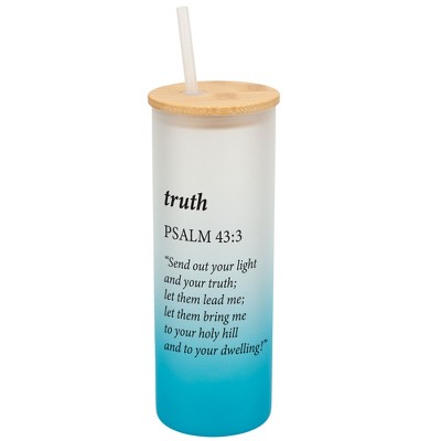 Elanze Designs Truth Light Lead Me Holy Psalm 43:3 Wrap-Around Design 25 Ounce Frosted Gradient Glass On-The-Go Coffee Travel Skinny Tumbler Mug Cup,