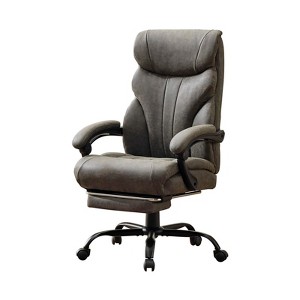 Big and Tall Office Chair 500LBS With footrest, Ergonomic Leather Executive Chair with Adjustable Height & Flip-up Armrests, Wide Reclining - 1 of 4