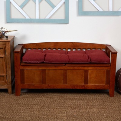 Flame Red Woven Polyester Non-Slip Tufted Bench Cushion 43"