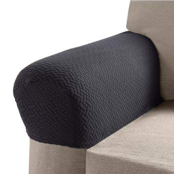 Collections Etc Armrest Covers for Recliners, Sofas, Chairs with Stretch, Textured Pattern - Set of 2