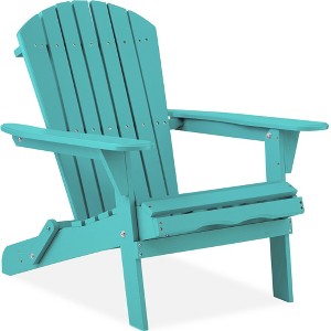 Best Choice Products Folding Adirondack Chair Outdoor, Wooden Accent Yard Furniture w/ 350lb Capacity - 1 of 4