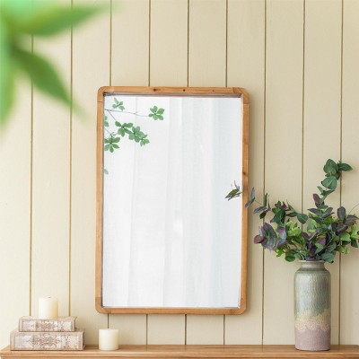 Vintage Wood Mirror,Minimalist Wood Vanity Mirror,Farmhouse Wall Decor Mirror For Living Room Bedroom Entryway-The Pop Home