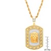 Steeltime 30" 18k gold plated stainless steel sandblast jesus head dog tag pendant - 3 of 4