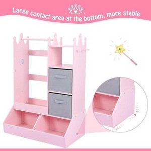 Kids Dress Up Storage with Mirror, Pink Wardrobe Closet & Dresser with Mirror, Costume Organizer with Shelves and Jewelry Cabinet Kids Dressers - 1 of 4