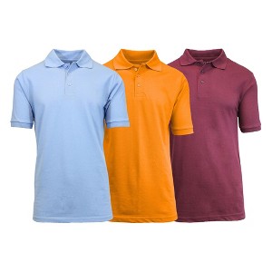 Galaxy By Harvic Men's Short Sleeve Pique Polo Shirt-3 Pack - 1 of 2