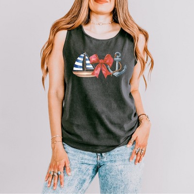 Simply Sage Market Coquette Ship Anchor Garment Dyed Tank