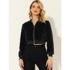 INSPIRE CHIC Women's Winter Fluffy Zipper Up Cropped Faux Fur Bomber Jacket - 2 of 4