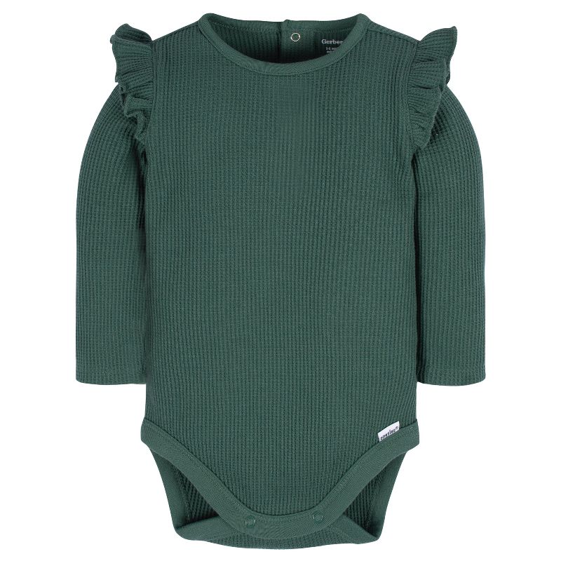 Gerber Baby Girls' Ruffle Long Sleeve Onesies® Bodysuits - 2-Pack, 3 of 10