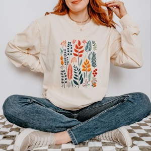 Simply Sage Market Winter Leaves Garment Dyed Long Sleeve - L - Ivory - 1 of 4