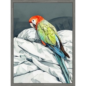 Amanti Art Animal Watercolor Art Bird Sleeping Parrot by Justyna Jaszke Framed Canvas Wall Art - 1 of 4