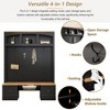 PAGED Freestanding Coat Racks with Wood Grain Bench and Top,Hall Tree with 4 Hooks and Shell Handles,Entryway Furniture for Hanging Clothes - 4 of 4