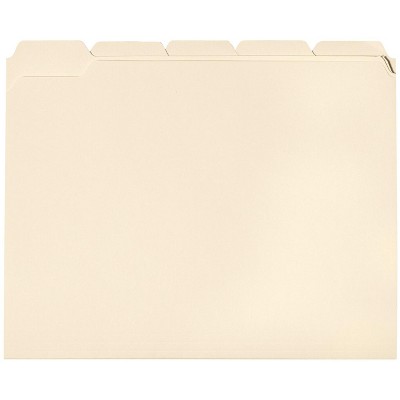 School Smart Manila File Folders, Letter Size, 1/5 Cut Tabs, Pack of 100