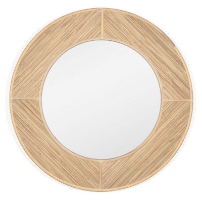 HomeRoots 34" Brown Rattan Round Accent Mirror