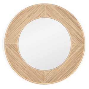 HomeRoots 34" Brown Rattan Round Accent Mirror - 1 of 4