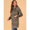 Allegra K Women's Turnover Collar Winter Elegant Long Plaid Coat - 4 of 4