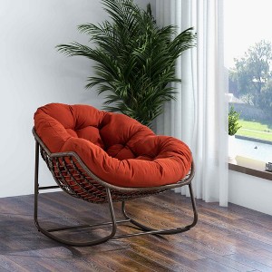 CAVINAS Cotton Rattan Glider Rocking Chair with Mid-Height Backrest,Upholstered Rocking Chair,Nursery Accent Chair for Bedroom - 1 of 4