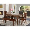 HomeStock 5-Piece Rectangle Mahogany Finish Solid Wood Top Dining Table with 2 Benches, 2 Chairs - 2 of 4