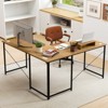 Tangkula L-Shaped Computer Desk with Power Outlets 95” Long 2-Person Desk with Monitor Shelf Modern Corner Desk Gaming Table with USB Ports Natural - 3 of 4