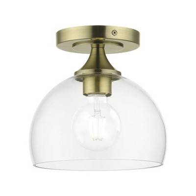 Livex Lighting Glendon 1 - Light Semi-Flush Mount in  Antique Brass