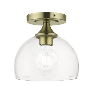 Livex Lighting Glendon 1 - Light Semi-Flush Mount in  Antique Brass - 1 of 4