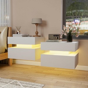 Resenkos Floating Nightstand, 2 Drawers for Bedroom, Living Room, Study, White - 1 of 4