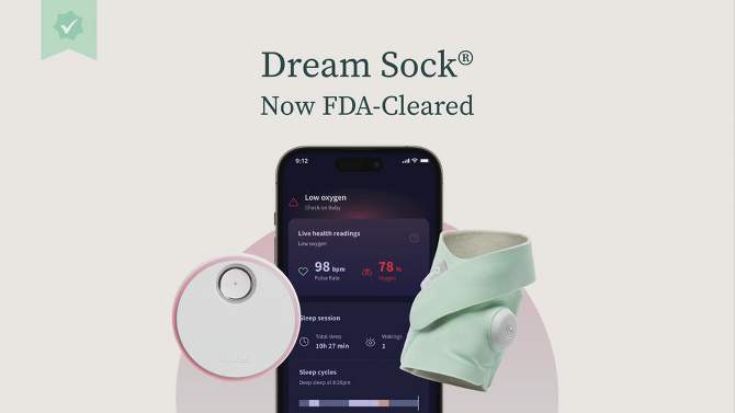 Owlet Dream Sock - FDA-Cleared Smart Baby Monitor with Live Health Readings and Notifications, 2 of 20, play video