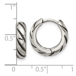 Chisel Stainless Steel Antiqued and Polished Hinged Hoop Earrings - 1 of 4