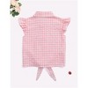 Clearlove Girls Sleeveless Plaid Button Down Shirt Summer Cropped Top with Tie Waist and Ruffled Hem Cute Casual Blouse Light Pink 150 - 4 of 4