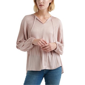 Lucky Brand Womens Pleated Peasant Blouse, Pink, Small - 1 of 1