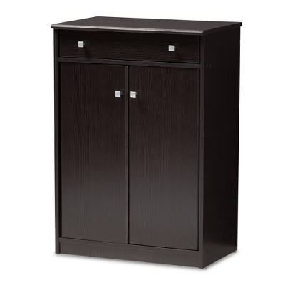 Dariell Modern and Contemporary Finished Shoe Cabinet Dark Brown - Baxton Studio