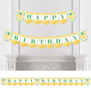 Big Dot of Happiness Tropical Pineapple - Summer Birthday Party Bunting Banner - Birthday Party Decorations - Happy Birthday - 1 of 4