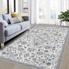 Coucheta Vintage Washable Area Rug, Low Pile Carpet, Non-Slip Rubber Backing, Soft Distressed Flower Accent Rug for Living Room, Bedroom, Office - 3 of 4