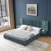 GDFStudio Orla Modern Pleated Chenille Upholstered Bed with Built-in Bedside Table and Lamp - 2 of 4