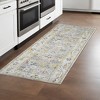 8' Ivory Blue And Green Floral Runner Rug - 2 of 4