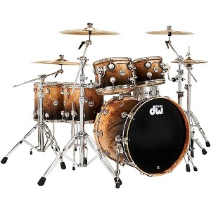 DW Collector's Series 5-Piece SSC Maple Exotic Shell Pack With Nickel Hardware Natural to Candy Black Fade Over Mapa Burl - 1 of 1