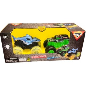 Monster Jam Grave Digger & Megalodon 2pk Light  Mini Monster Trucks - 1 of 2